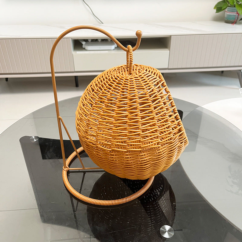 PP Woven Hanging Sphere Fruit Basket, Desktop Storage Rack