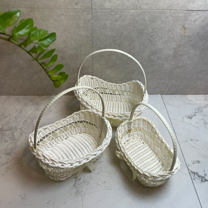 PP Woven Boat Shaped Basket with Handle, Decorative Storage Tote