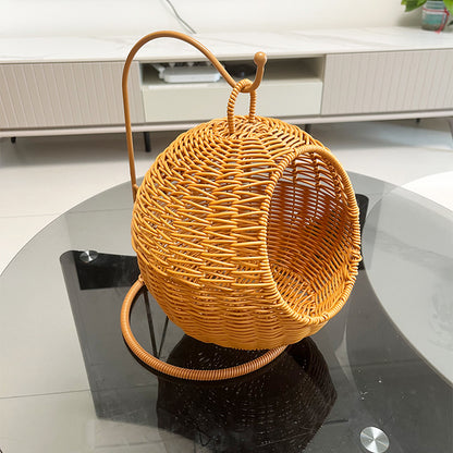 PP Woven Hanging Sphere Fruit Basket, Desktop Storage Rack