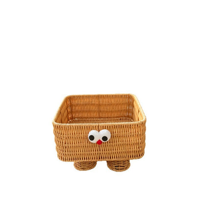 PP Woven Rectangular Basket with Cartoon Face Design