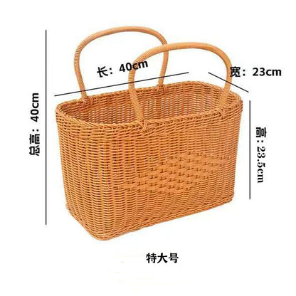 PP Woven Fabric Lined Tote Basket, Rectangular Shopping Basket