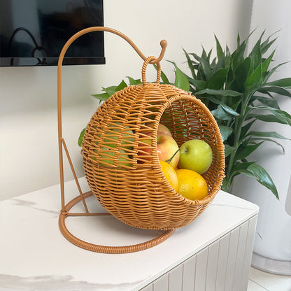 PP Woven Hanging Sphere Fruit Basket, Desktop Storage Rack