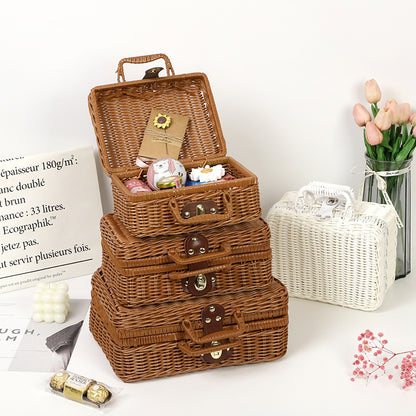 PP Woven Suitcase Storage Basket with Metal Lock and Handle