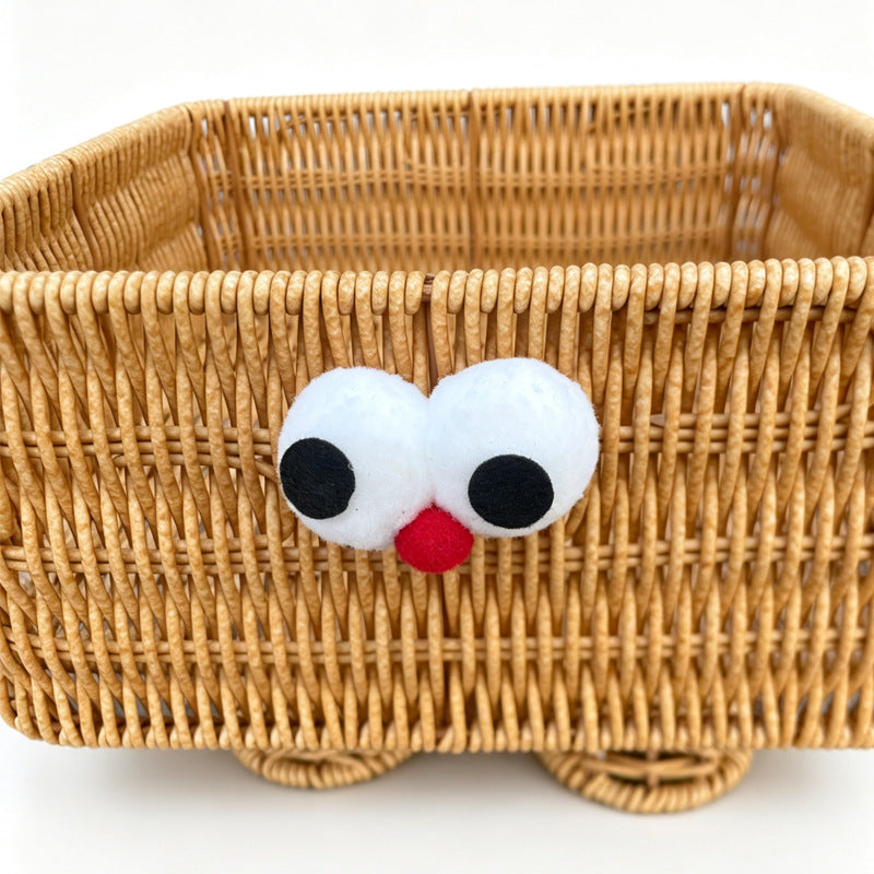 PP Woven Rectangular Basket with Cartoon Face Design