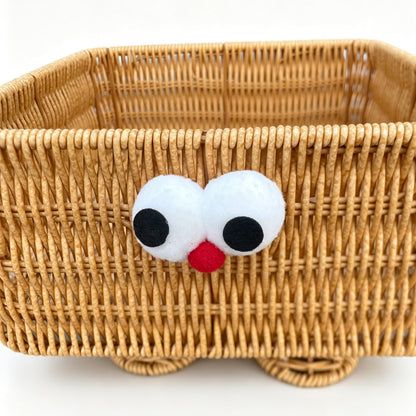 PP Woven Rectangular Basket with Cartoon Face Design