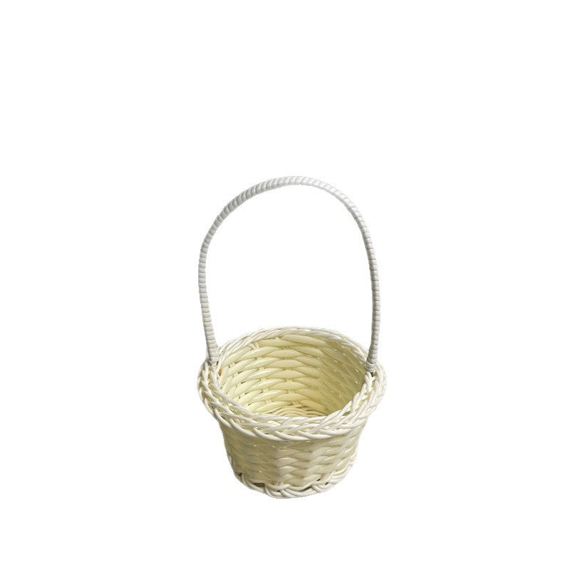 Mini PP Woven Basket with Handle, Small Desktop Storage Organizer