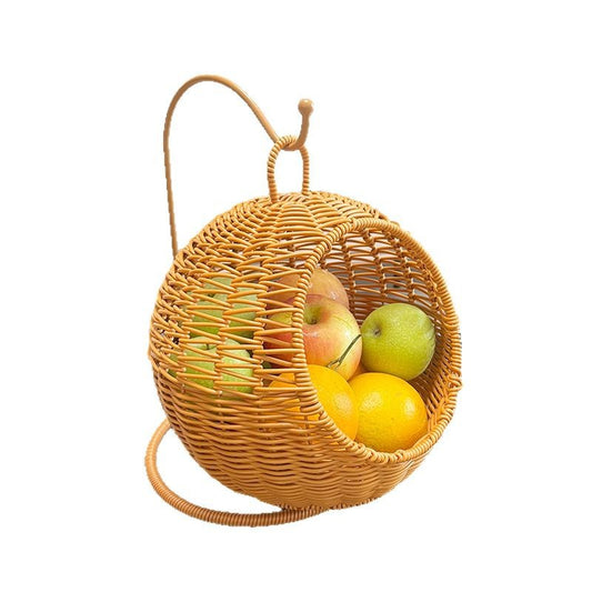 PP Woven Hanging Sphere Fruit Basket, Desktop Storage Rack