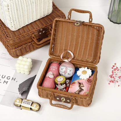 PP Woven Suitcase Storage Basket with Metal Lock and Handle