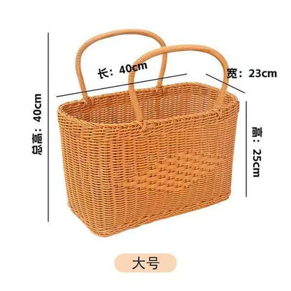 PP Woven Fabric Lined Tote Basket, Rectangular Shopping Basket