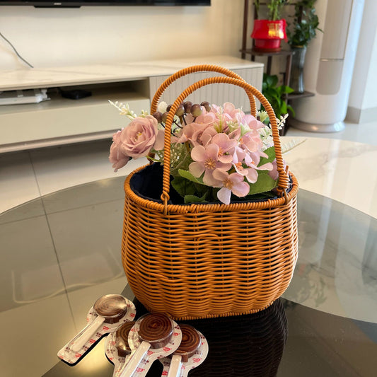 PP Woven Shell Shape Tote Basket with Fabric Lining