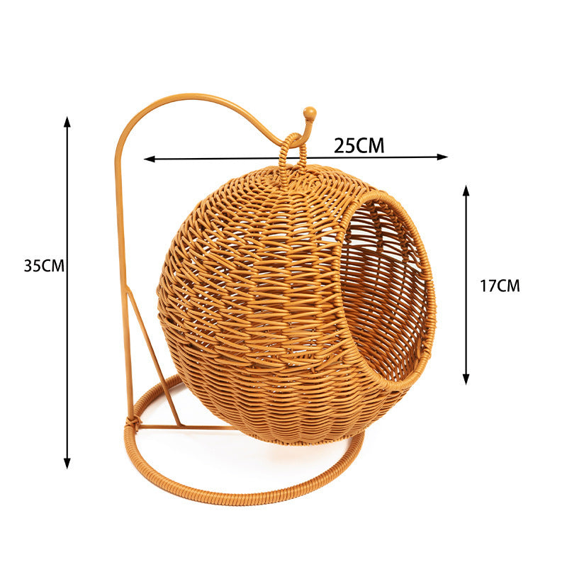 PP Woven Hanging Sphere Fruit Basket, Desktop Storage Rack