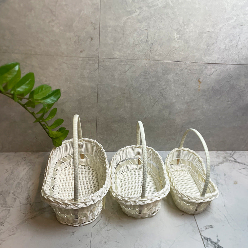 PP Woven Boat Shaped Basket with Handle, Decorative Storage Tote