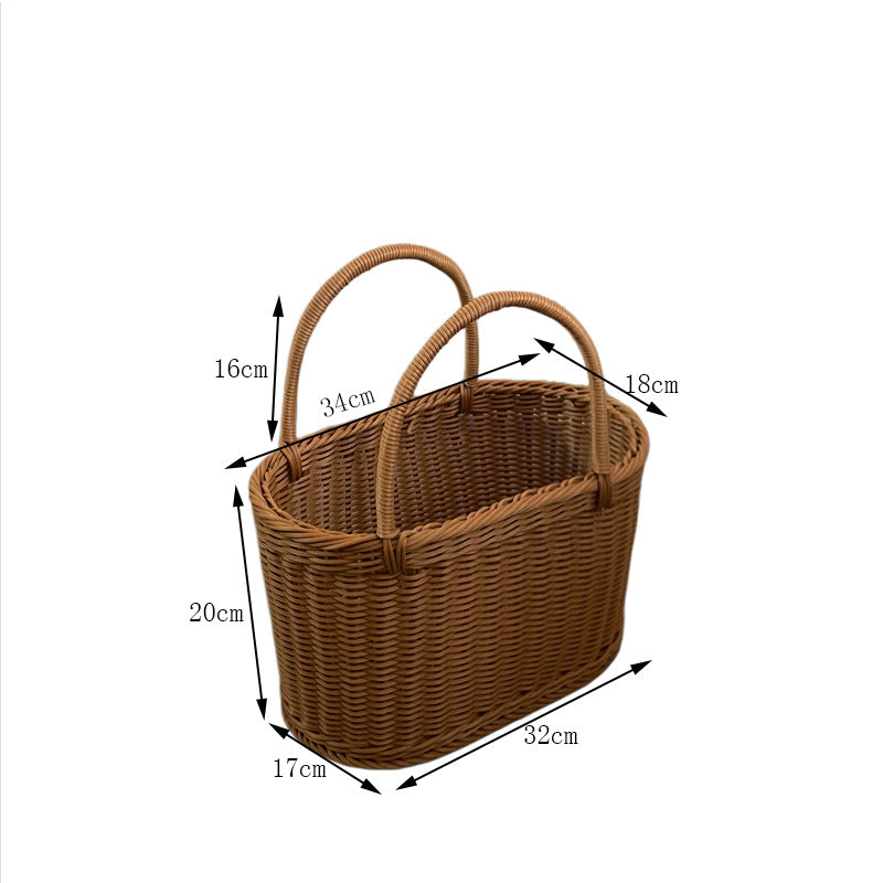 PP Woven Fabric Lined Tote Basket, Rectangular Shopping Basket
