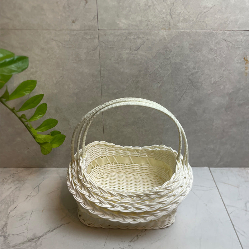 PP Woven Boat Shaped Basket with Handle, Decorative Storage Tote
