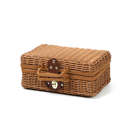 PP Woven Suitcase Storage Basket with Metal Lock and Handle