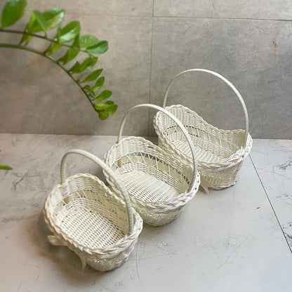 PP Woven Boat Shaped Basket with Handle, Decorative Storage Tote